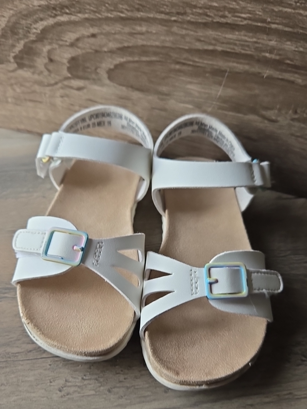 wonder nation White Girls' Double Strap Buckle Sandals